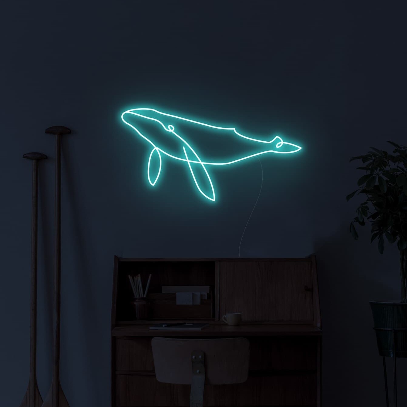 whale custom neon sign