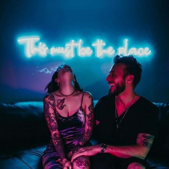 blue custom neon signs for couple
