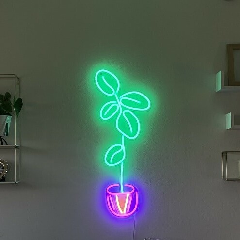 plant custom neon sign for apartment decor