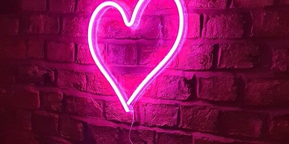 pink heart neon sign