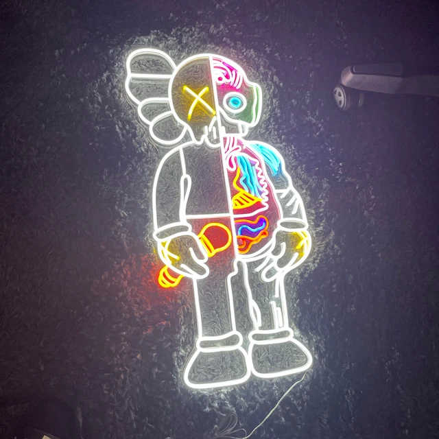 kaws zombie neon signs, kaws zombie custom neon light