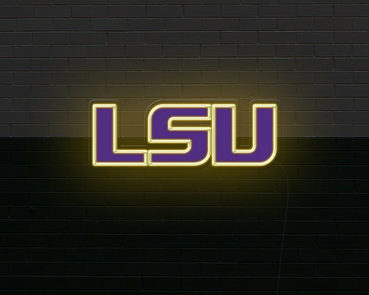 LSU college football neon sign, LSU Tigers logo sign