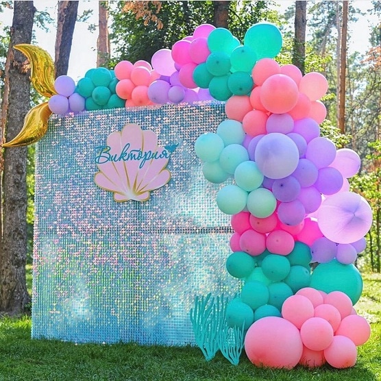 mermaid shimmer wall for disco party, birthday party and events