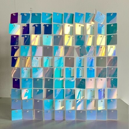 shimmer wall Rainbow mermaid color, blue disco party theme