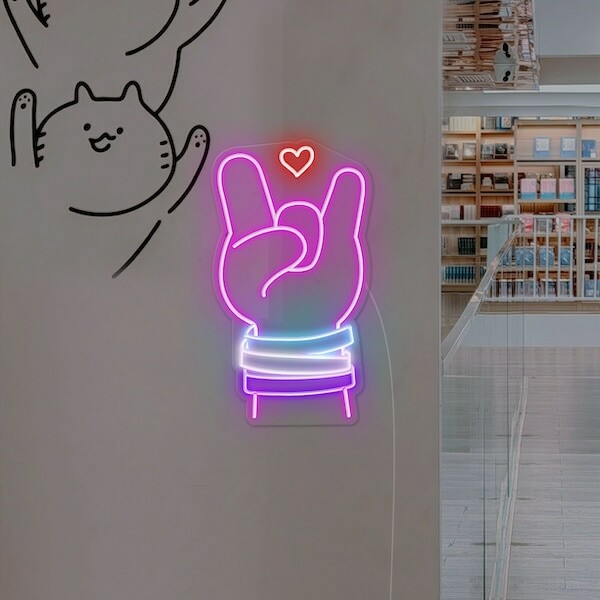Rock-Hand love heart cartoon cute neon light