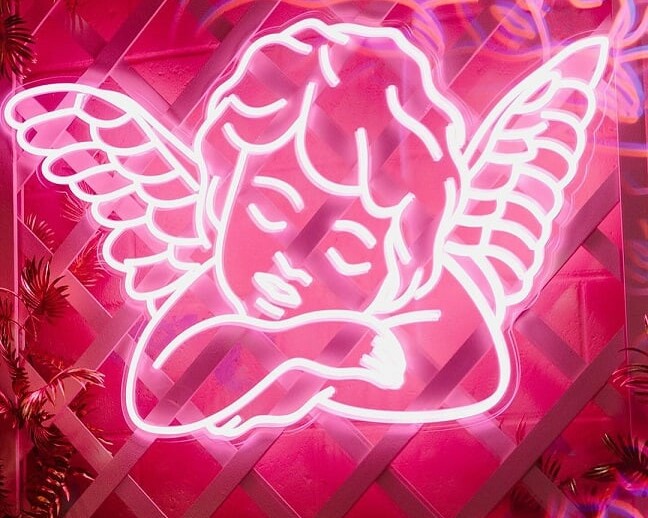sleeping angel led neon signs, pink neon sign