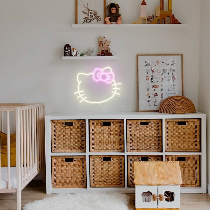 Hello-Kitty Kitten anime cute white Neon Sign