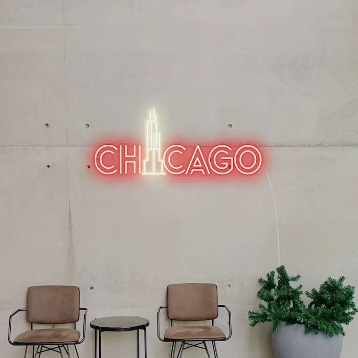 Chicago city living room neon sign