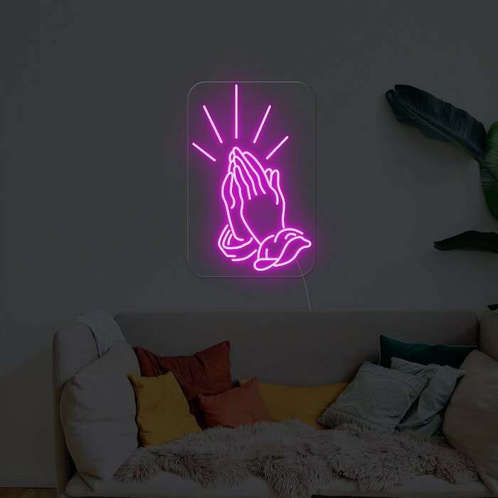Pray worship neon sign