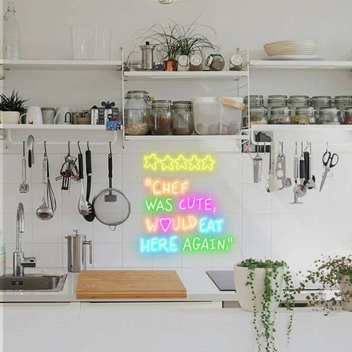 chef was cute kitchen decor neon sign