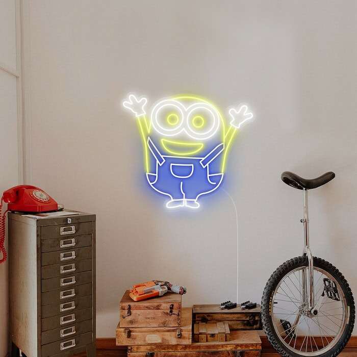 minion cartoon anime neon sign