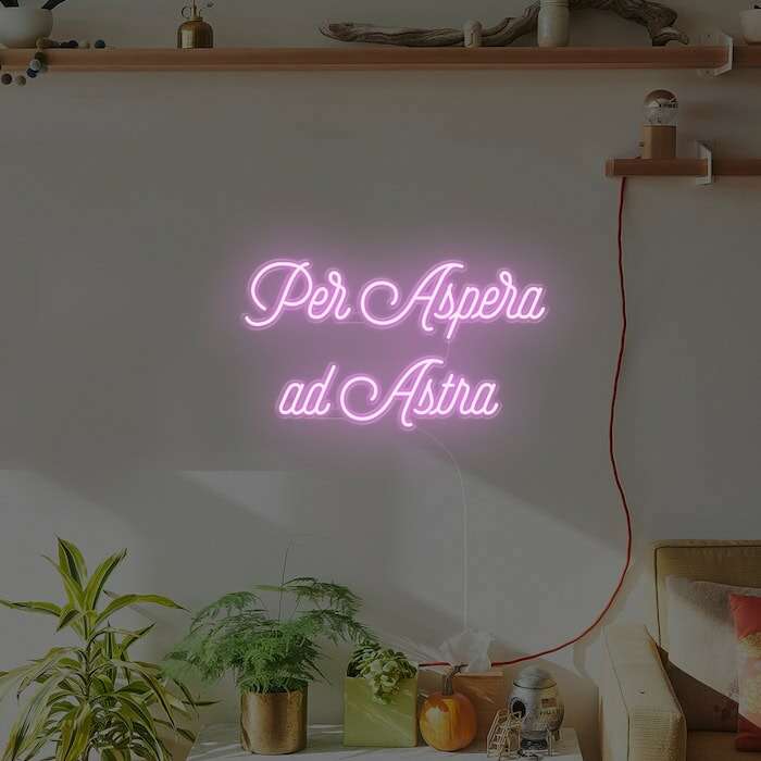 per aspera ad astra greeting neon sign