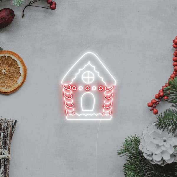 Gingerbread House Christmas decor neon sign