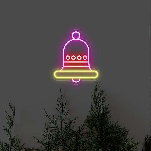 Jingle Bells Christmas present neon sign