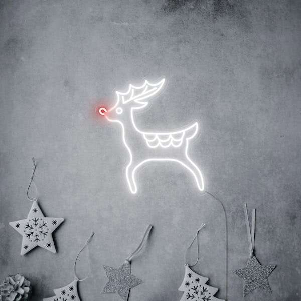 Reindeer christmas holiday vibe neon sign