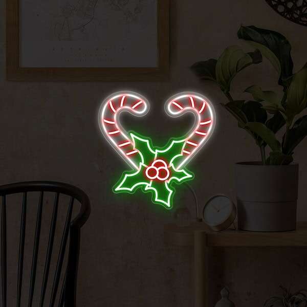 candycane heart living room deocor neon light