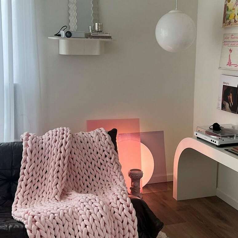 lune floor lamp in living room apartment decor
