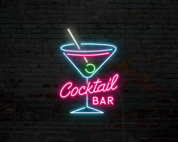 cocktail business lighting bar neon sign