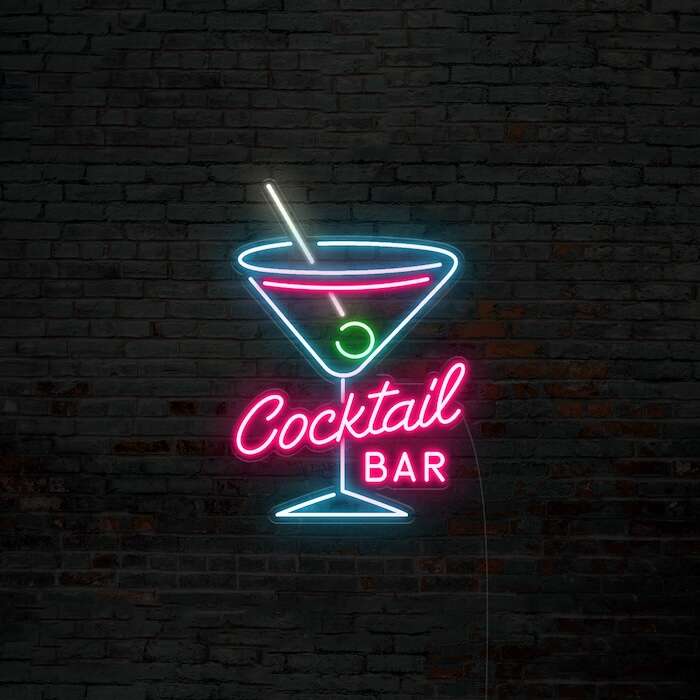 cocktail business lighting bar neon sign