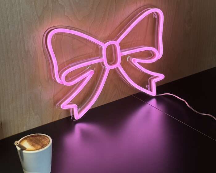 pink bow neon sign chill vibe new year gift