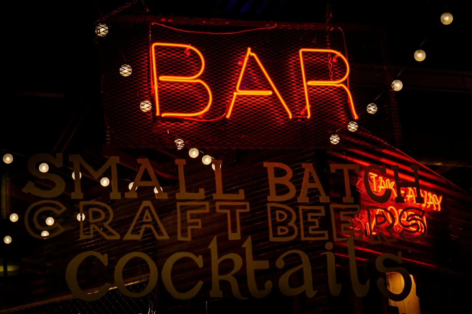 bar classic red glass neon sign