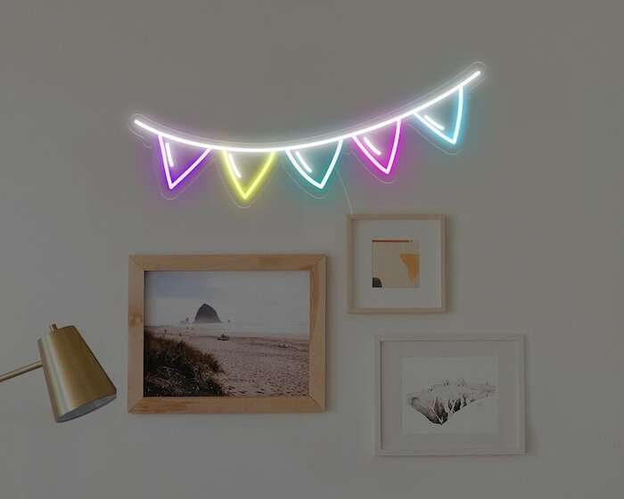 colorful flags kids room decor neon sign